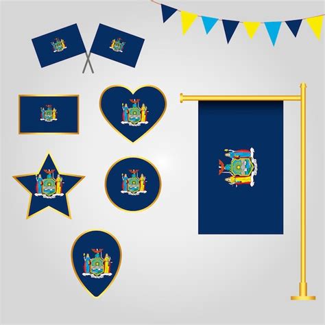 Flaggensammlung Mit Emblemen Und Symbolen Des Us Bundesstaates New York