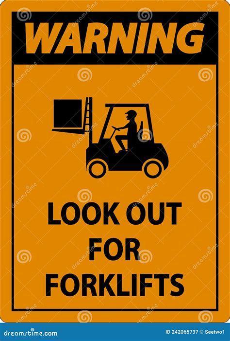 Warning 2 Way Look Out For Forklifts Sign On White Background Stock