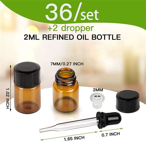 Oil Bottles For Essential Oils Teenitor 36 Pcs 2 Ml 5 8 Dram Amber