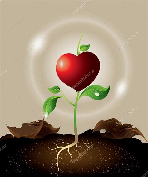 Concept Of Green Sprout Growing From Heart — Stock Vector © Thanakeng