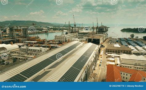 MONFALCONE, ITALY - MAY 2023. Aerial View of Big Fincantieri Shipyard ...