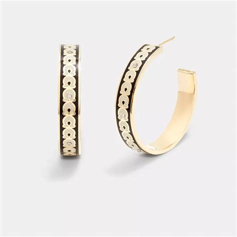 Coach Outlet Large Signature Enamel Hoop Earrings