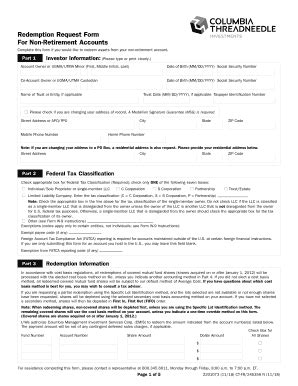 Fillable Online Redemption Request Form For Non Retirement Accounts