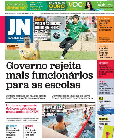 Capa Jornal de Notícias 5 novembro 2022 capasjornais pt