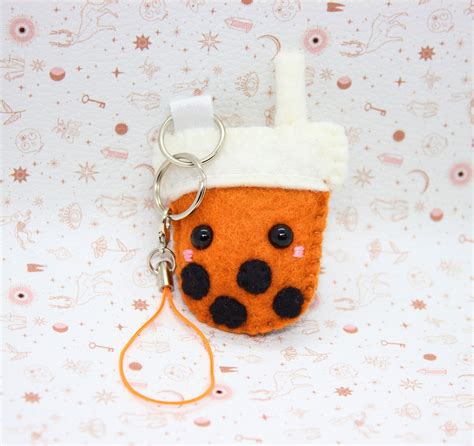 Mini Boba Tea Plush Keychain Etsy