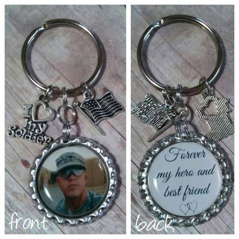 Custom Photo Keyring Military Keychain I Love My Soldier Etsy