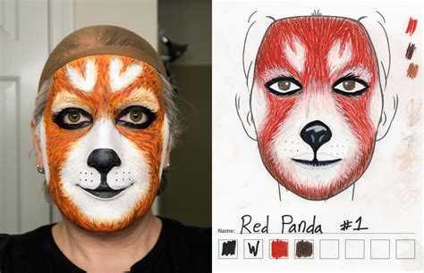 Red Panda makeup 1st try vs sketch — Weasyl