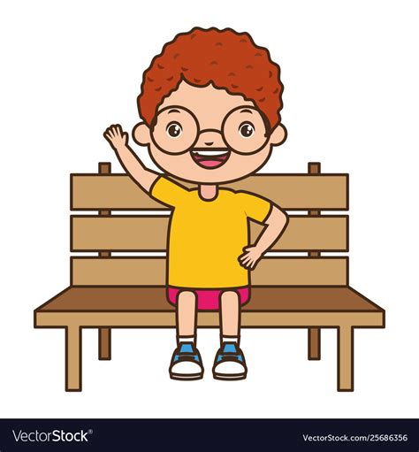 Boy Sitting On Bench Royalty Free Vector Image