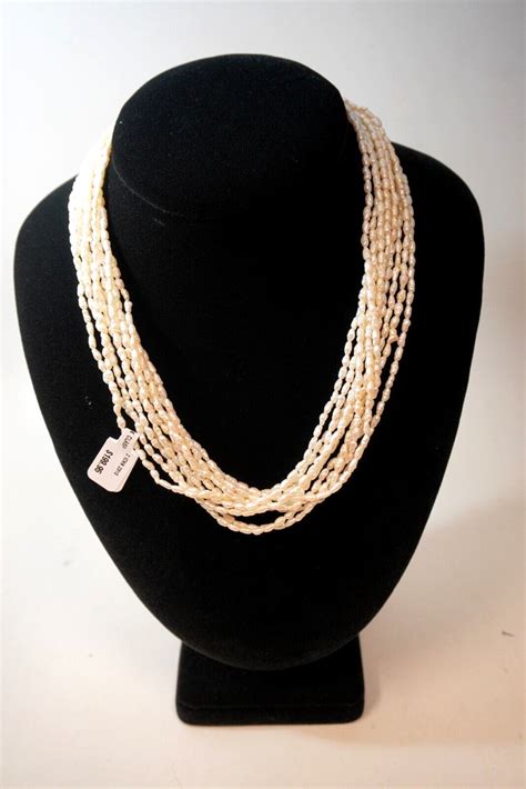 Pearls Strand Rice Pearl Necklace Gold K Clasp Gem