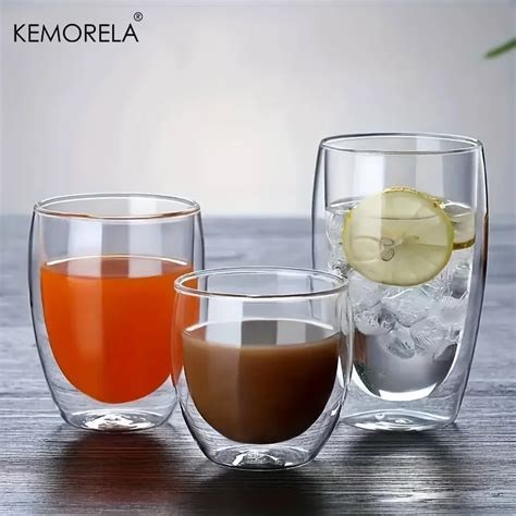 Pcs Double Wall Glass Coffee Cups Ml Glass Mugs Heat