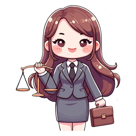 Professional Female Lawyer Cartoon Charming Legal Advocate With Scales