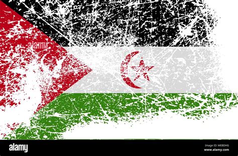 Flag Of Western Sahara With Old Texture Vector Illustration Stock