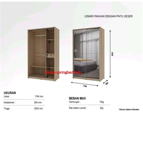 Jual Siena Lemari Pakaian Lemari Baju 2 Pintu Sliding Geser Full Kaca Kota Surabaya Bursa