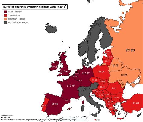 European Countries By Hourly Minimum Wage 2018 [3800x3200] [op] R Mapporn