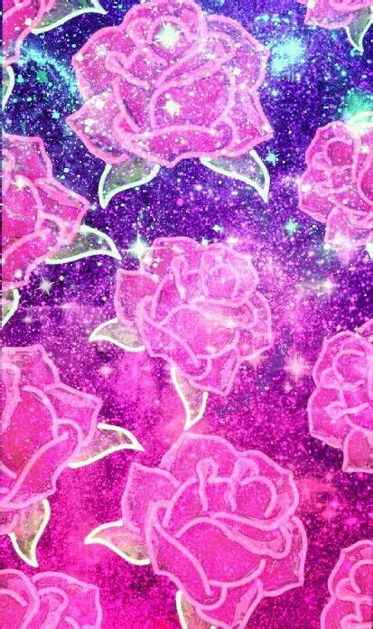 Glitter Roses Galaxy Wallpaper I Created For The App CocoPPa Pink