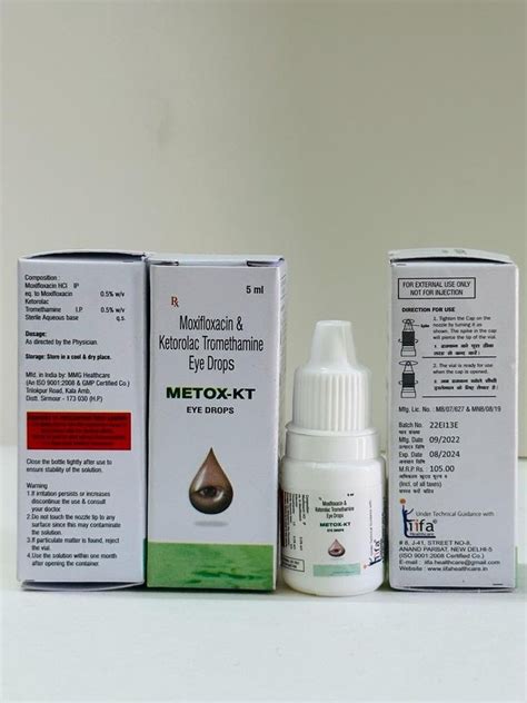 Metox Kt Moxifloxacin 0 5 Ketorolac Tromethamine 0 5 Eye Drop Bottle