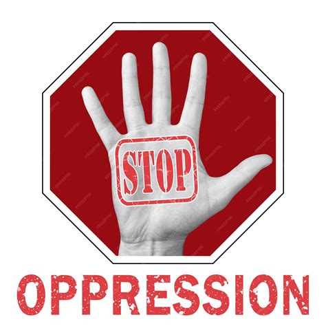 Premium Photo | Stop oppression conceptual illustration. Open hand with the text stop oppression