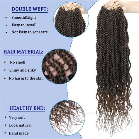 1packs 10 18inch Wavy Senegalese Twist Crochet Hair Braids Wavy Ends