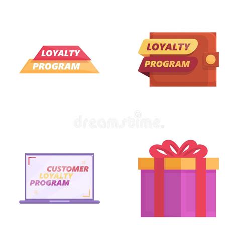 Customer Loyalty Icons Set Cartoon Vector Loyalty Program And Customer