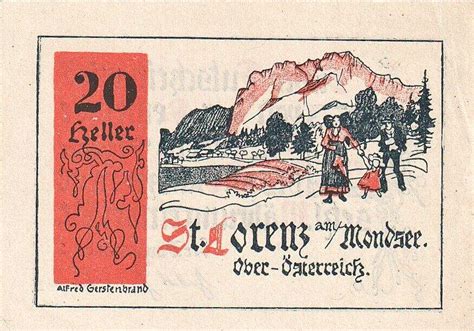 Österreich 20 Heller Geldschein St Lorenz paysage 1920 UNZ Mehl FS