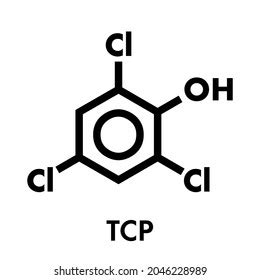 Molécula de triclorofenol TCP 2 4 6 triclorofenol Fórmula vector