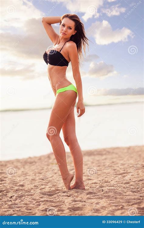 Woman Wearing Bikini Walking On Beach Royalty Free Stock Images Image