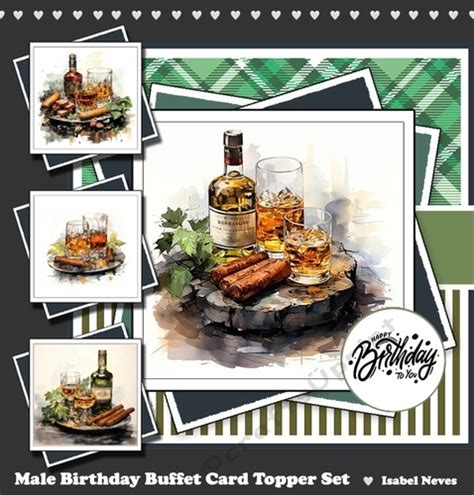 Male Birthday Buffet Card Topper Set Cup Craftsuprint