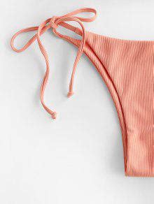 ZAFUL Ribbed Tanga String Bikini Swimwear In LIGHT ORANGE ZAFUL