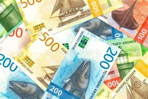 Some New 100 And 200 Norwegian Krone Bank Notes Stock Photo Image Of