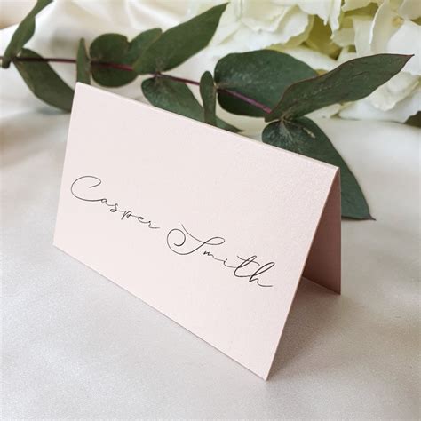 Blush Wedding Place Name Card Beautiful Pink Rose Romantic