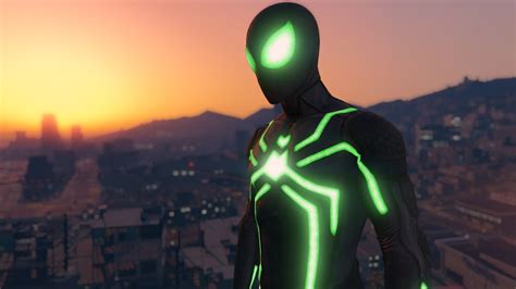 Ps4 Spider Man Big Time Stealth Suit W Emissive Effects Add On Ped Gta 5 Mod