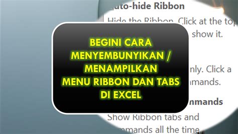 Cara Menyembunyikan Atau Menampilkan Menu Ribbon Di Excel