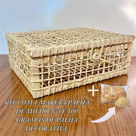 Cesta De Palha De Milho - Cesta Decorativa Palha de Milho nº3 + 100g de Palha Decorativa | Shopee ...