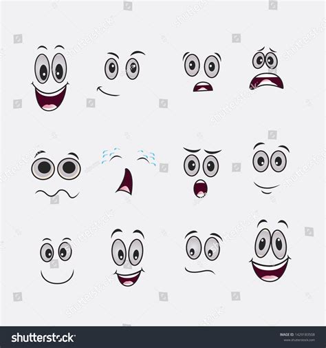 Cartoon Faces Expressions Vector Set Stock Vector (Royalty Free) 1429183508