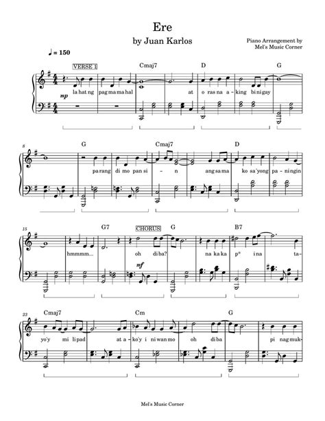 Juan Karlos - Ere (piano sheet music) Sheets by Mel's Music Corner