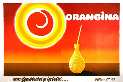 Orangina Sun Poster 1982 Original By Bernard Villemot Ipa Unique