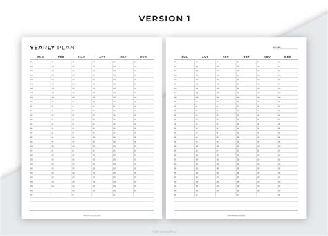 Yearly Planner Printable Annual Planner Yearly Overview - Etsy