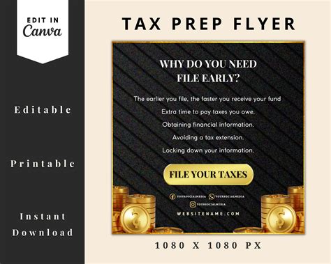 Tax Prep Bundle Diy Taxes Flyer Canva Tax Prep Flyer Bundle Etsy