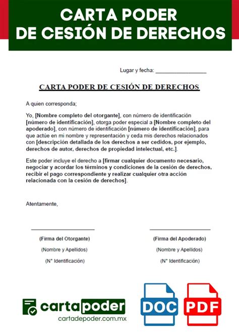 Carta Poder De Cesi N De Derechos Ejemplos The Best Porn Website