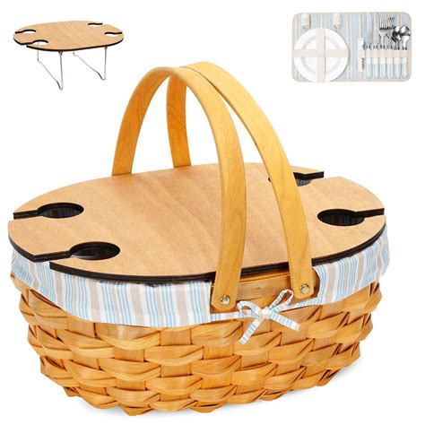 Picnic Basket For 4 With Table Wicker Picnic Basket With Cutlery