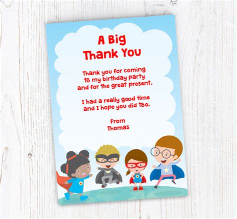 Superhero Children Thank You Cards Personalise Online Plus Free