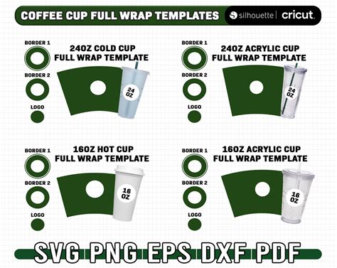 24oz 16oz Tumbler Template Svg 24oz Cold Acrylic Cup Full Wrap Template 16oz Hot Acrylic