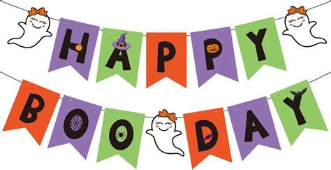 Ptfny Happy Boo Day Banner Halloween Girl Birthday Party Banner For Halloween