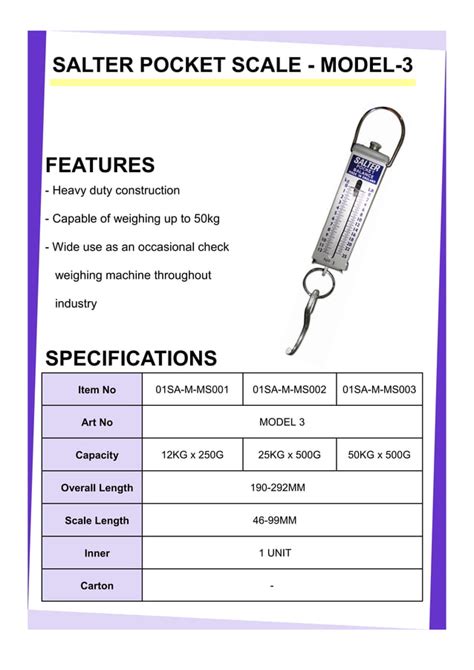 SALTER POCKET SCALE - MODEL-3 | PDF