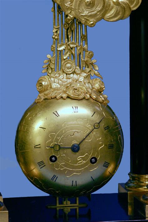 C1865 French Gilt Bronze And Ebonized Inverted Swinging Portico Clock