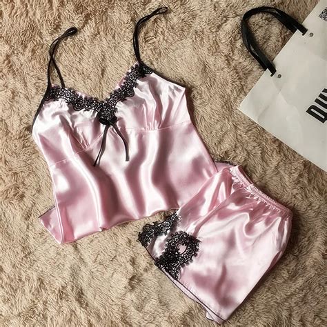 Pijama De Seda Satinada Para Mujer Camis N Con Lazo Lencer A Ropa