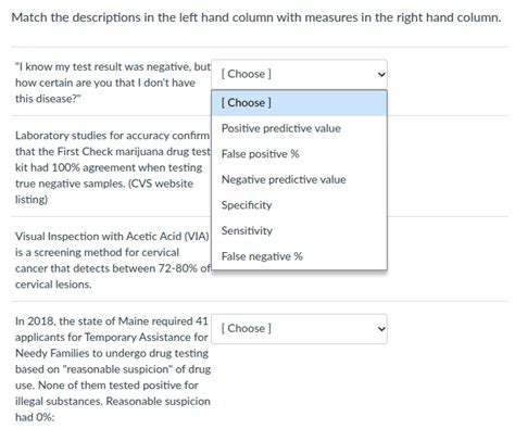 Solved Match The Descriptions In The Left Hand Column W