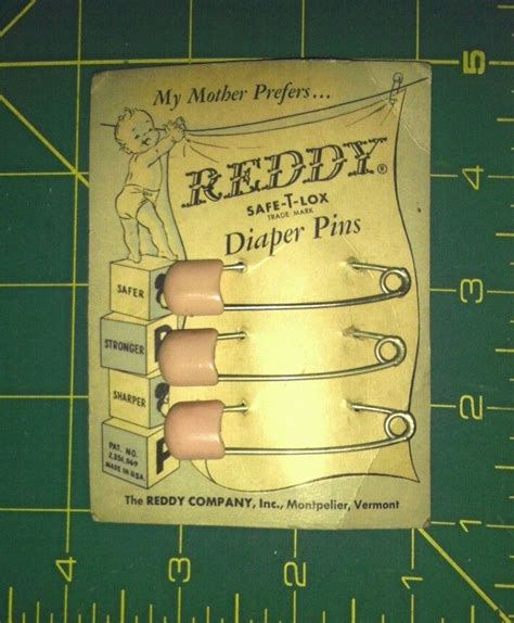 Vintage 1930s 40s Reddy Diaper Pins New On Card Full Card Nos