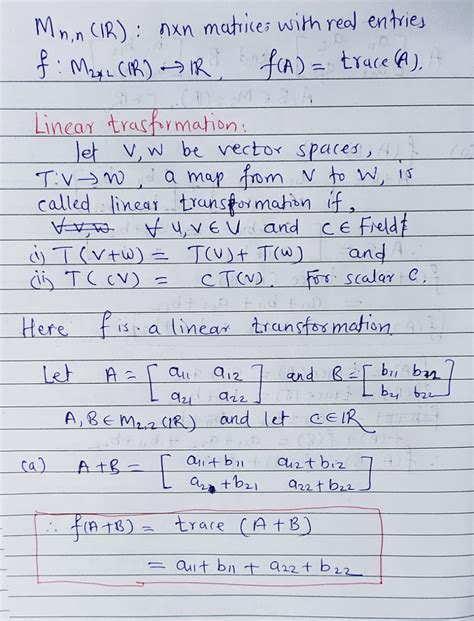 Solved Let Mn N R Denote The Vector Space Of Nn Matrices With Real