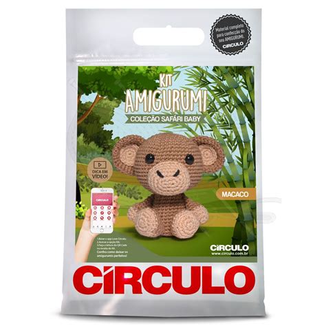 Kit Amigurumi Safári Macaco Baby Círculo Bastex Artesanatos Loja